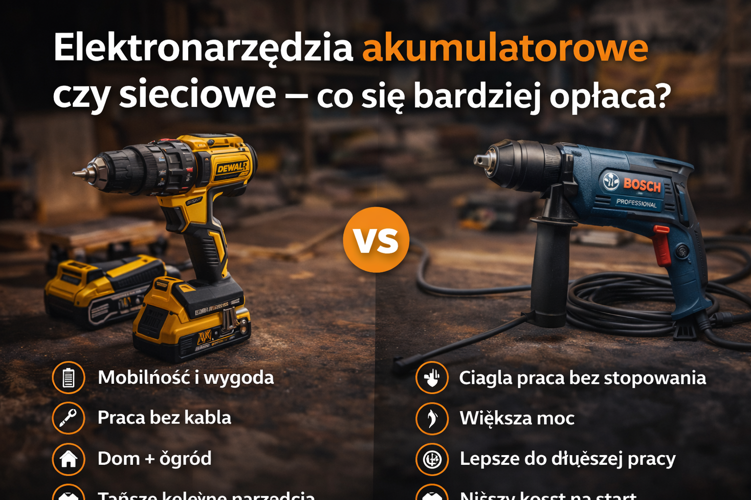 Elektronarzędzia akumulatorowe czy sieciowe